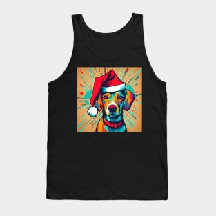 Retriever Wearing A Santa Hat Pop Art Puppy Tank Top